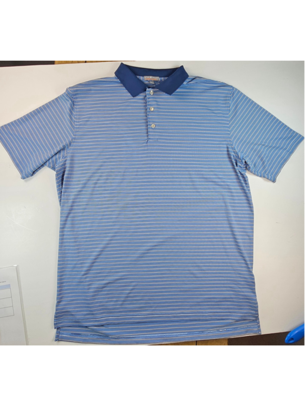 Peter Millar Summer Comfort Polo Mens XL Blue Striped Performance Golf Shirt
